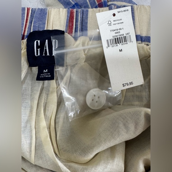 GAP Blue and Red Plaid Button-Down Dress Linen Blend - Picture 6 of 6